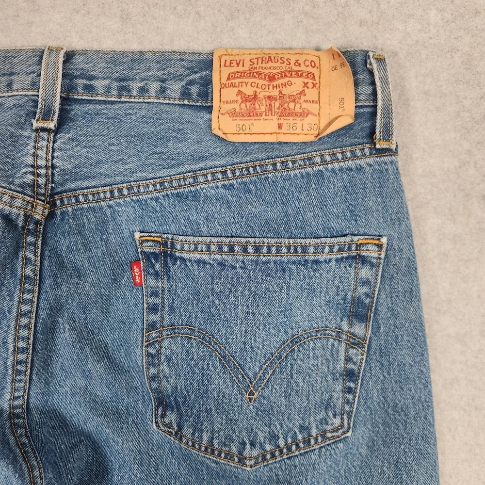 Vintage Levi's 501 Jeans 36x30 Blue Original Jeans Button Fly 100% Cotton Denim